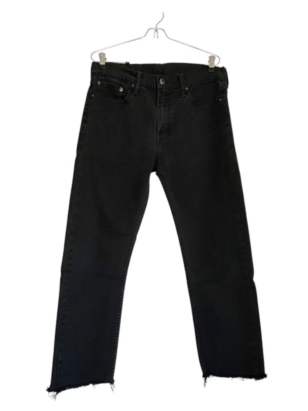 Levi's Men's 513 Slim Straight Jeans Cut Raw Hem in Black - Sz W31